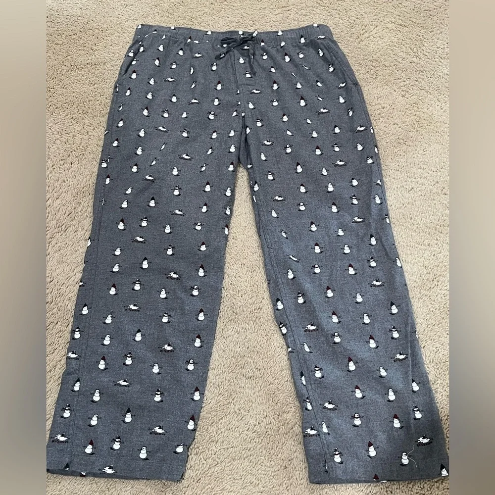 J. Crew Charcoal  FLANNEL SNOWMAN PRINT, PAJAMA PANTS SIZE XL